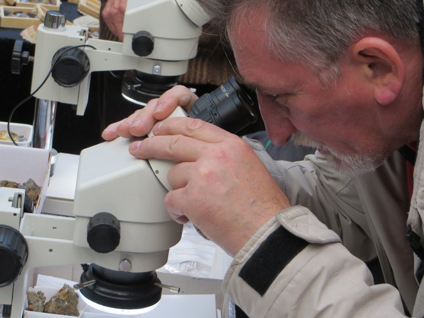 Bernd richtet ein Mikroskop ein
